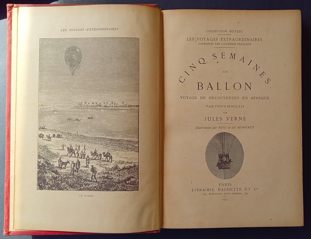 Livre ancien - Jules Verne : Cinq Semaines en Ballon -